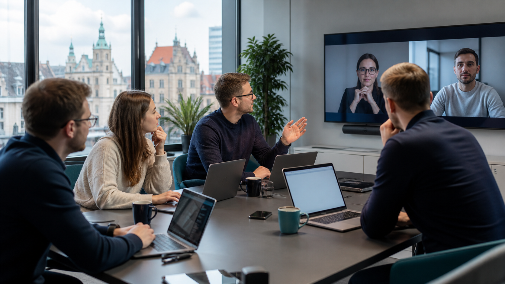 A Polish IT team collaborating with a European client on an international project