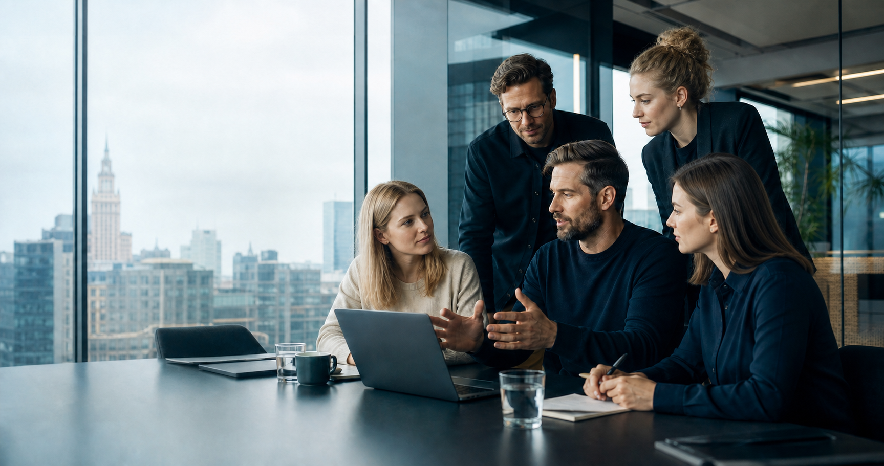An international technology team collaborating in Poland